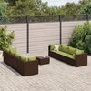 vidaXL Set Divani da Giardino 9 pz con Cuscini in Polyrattan Marrone