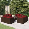 vidaXL Set Divani da Giardino 9 pz con Cuscini in Polyrattan Marrone