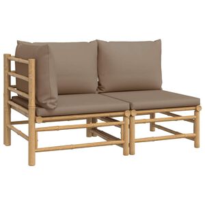 vidaXL Set Salotto da Giardino 2pz con Cuscini Tortora Bamb&ugrave;