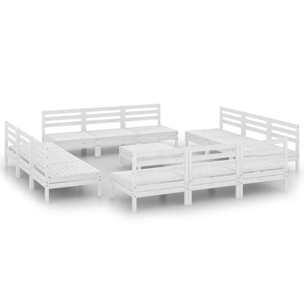 vidaXL Set Divani da Giardino 13 pz Bianco in Legno Massello di Pino