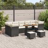 vidaXL Set Divano da Giardino 10 pcs Nero polyrattan
