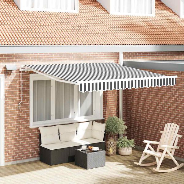 vidaXL Tenda da Sole Retrattile Manuale con LED Antracite e Bianco