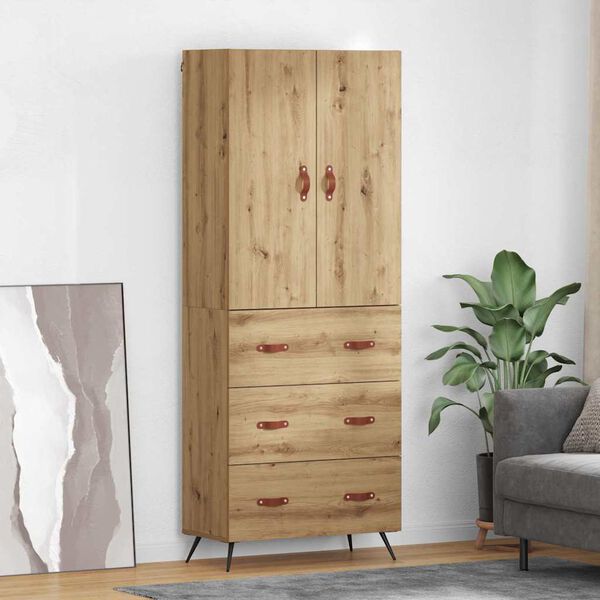 vidaXL Credenza con cassetto Rovere artigianale 69,5 x 34 x 180 cm