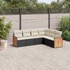 vidaXL Set Divano da Giardino 6 pz con Cuscini Nero in Polyrattan