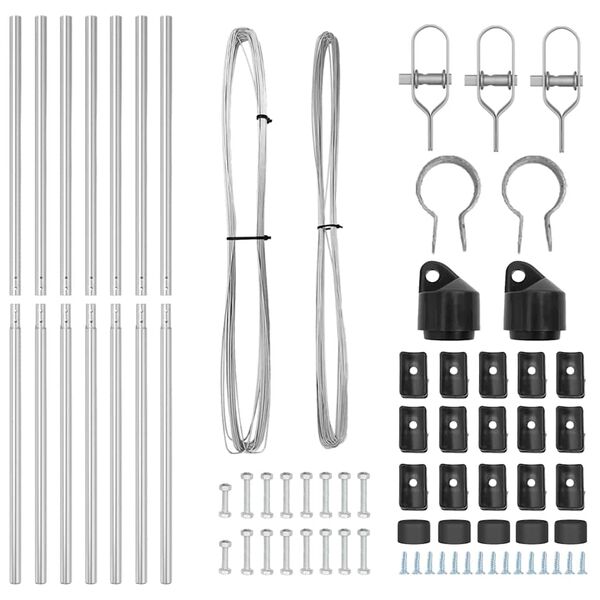 vidaXL Palo della recinzione 7 pcs Argento Acciaio