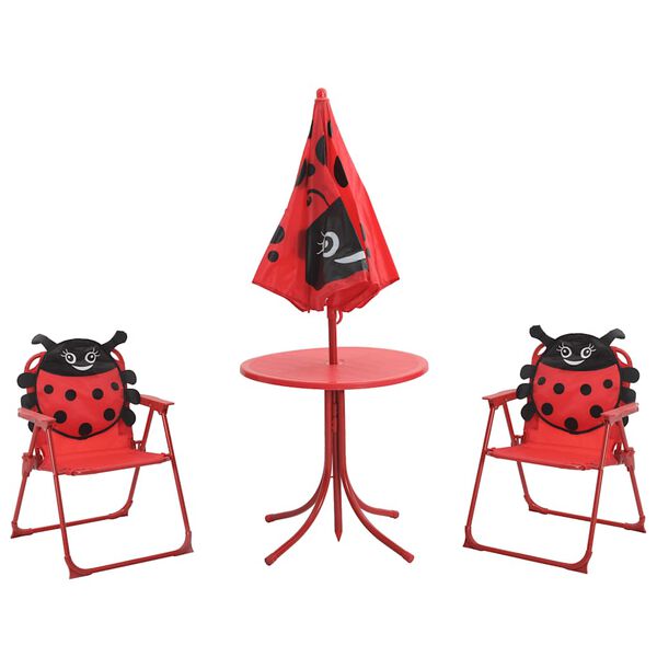 vidaXL Set da Bistrot da Giardino per Bambini con Ombrellone Rosso