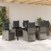 vidaXL Set da Pranzo per Giardino con cuscino 7 pcs Grigio polyrattan