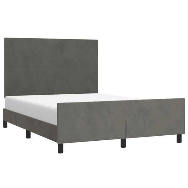 vidaXL Giroletto senza Materasso Grigio Scuro 140x190 cm Velluto