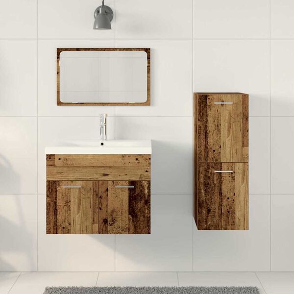 vidaXL Set di mobili per il bagno 4 pcs Marrone Legno multistrato