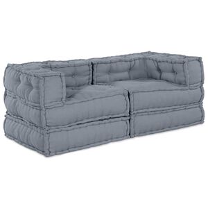 vidaXL Unit&agrave; di Divano Modulare 2 pz Tessuto Grigio 140 x 70 x 56 cm