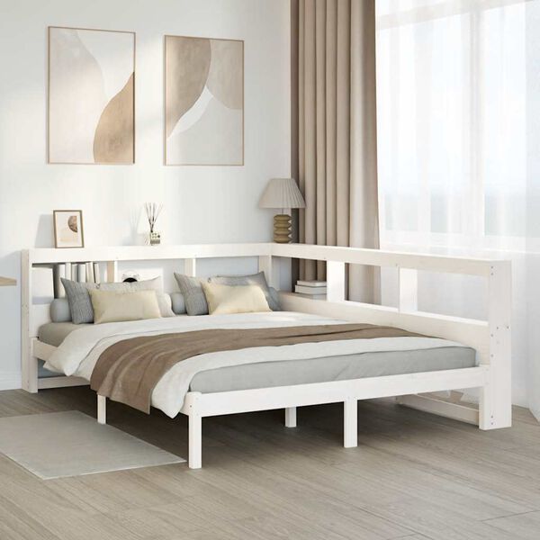 vidaXL Letto Libreria senza Materasso Bianco 160x200 cm Legno di Pino