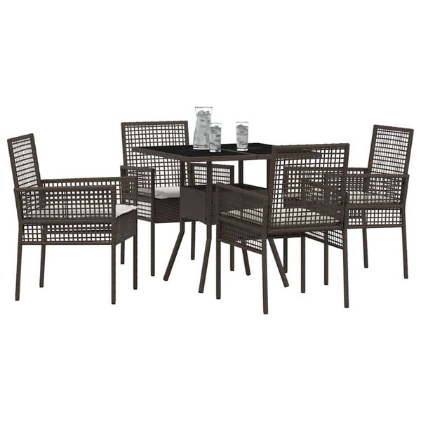 vidaXL Set da Pranzo per Giardino 5 pcs Marrone polyrattan