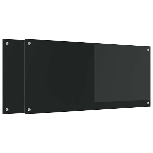 vidaXL Rivestimento da Cucina 2 pcs Nero 110 x 50 cm vetro temperato