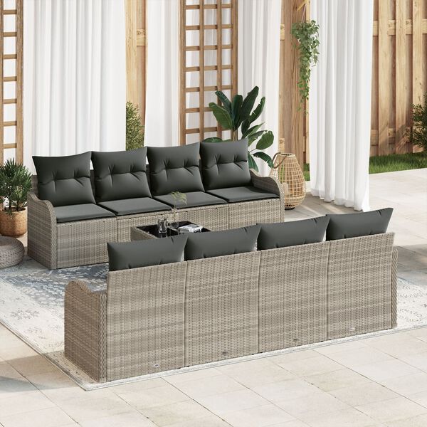 vidaXL Set Divano da Giardino Grigio chiaro 55 x 55 x 37 cm polyrattan