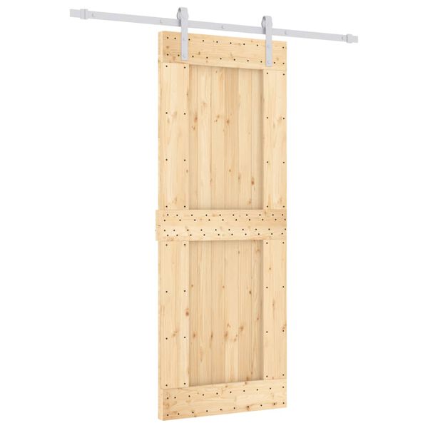 vidaXL Porta Scorrevole con Set Hardware 80x210 cm Legno Massello Pino