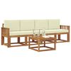 vidaXL Set di divani da esterno con cuscino 5 pcs Naturale e Crema