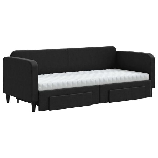 vidaXL Divano Letto Estraibile con Cassetti Nero 80x200 cm in Tessuto