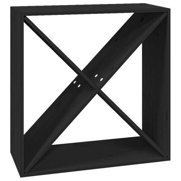 vidaXL Portabottiglie Nero 62x25x62 cm in Legno Massello di Pino
