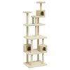 vidaXL Albero per Gatti con Tiragraffi in Sisal Crema 188 cm