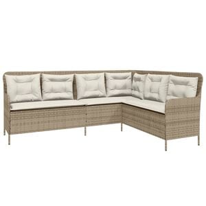 vidaXL Divano da Giardino con Cuscini a L Beige in Polyrattan