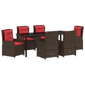 vidaXL Set da Pranzo per Giardino 7 pz Marrone Poly Rattan