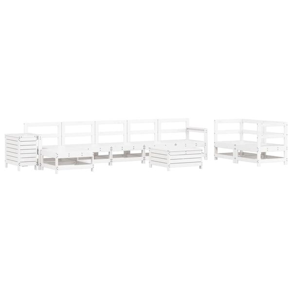 vidaXL Set Divani da Giardino 10 pz Bianco in Legno Massello di Pino