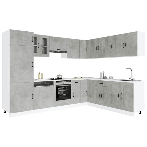 vidaXL Set Mobili da Cucina 14 pz Kalmar Grigio Cemento in Truciolato