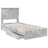 vidaXL Letto con Contenitore con testiera Grigio cemento 90 x 200 cm