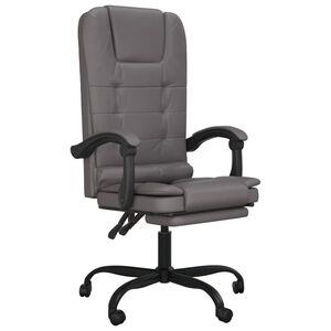 vidaXL Poltrona da Ufficio Massaggiante Reclinabile Grigio Similpelle