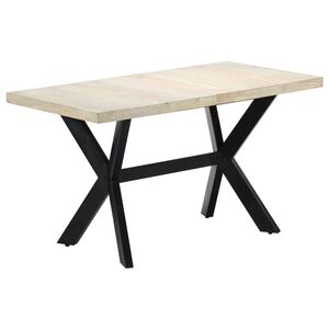 vidaXL Tavolo da Pranzo 140x70x75 cm Legno Massello di Mango Sbiancato