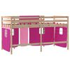 vidaXL Letto a Soppalco con Tende Bambini Rosa 90x190 cm Massello Pino