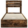 vidaXL Letto con Contenitore Rovere fum&eacute; 90 x 200 cm Legno multistrato