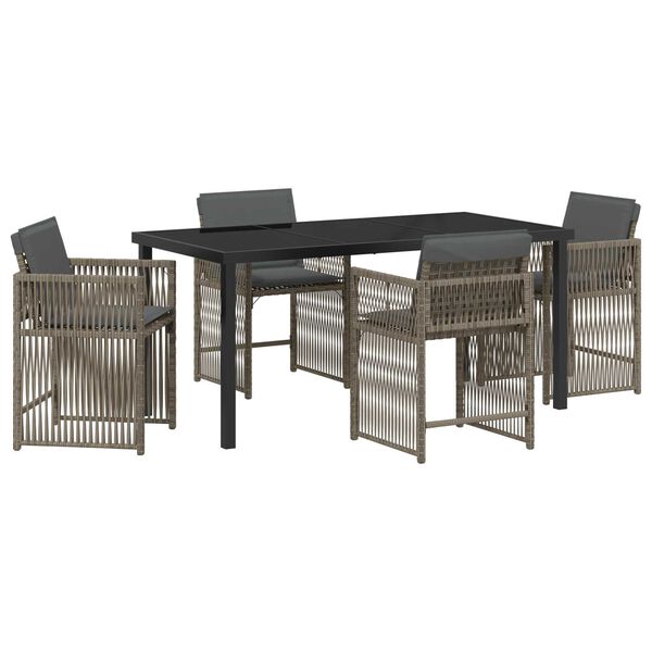 vidaXL Set da Pranzo per Giardino 5 pcs Grigio polyrattan