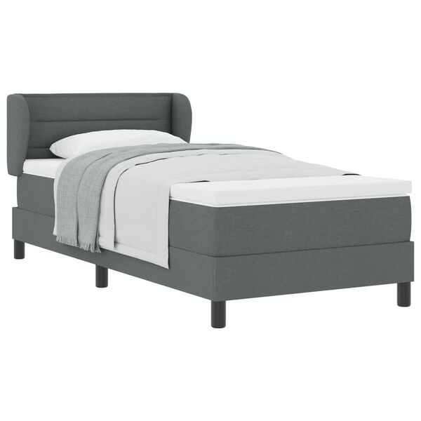 vidaXL Letto a molle con materasso Grigio scuro 80 x 200 cm Tessuto