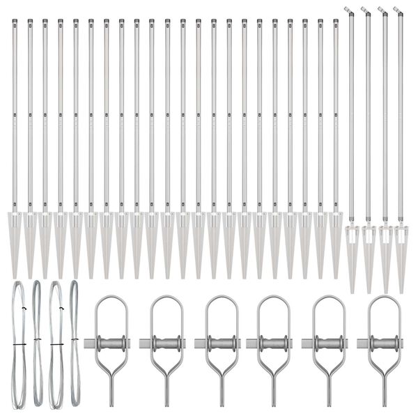 vidaXL Palo della recinzione 26 pcs Grigio 3,2 x 3,2 x 140 cm Acciaio