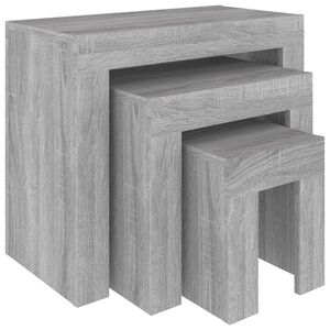 vidaXL Tavolini Salotto Impilabili 3pz Grigio Sonoma Legno Multistrato