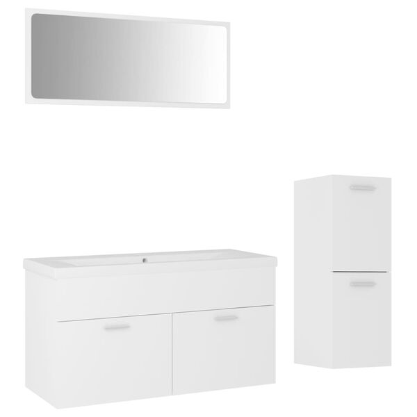 vidaXL Set Mobili da Bagno Bianco in Legno Multistrato
