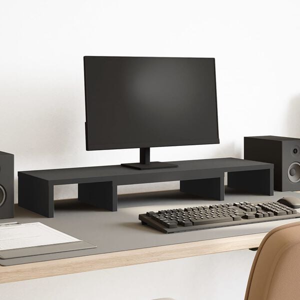 vidaXL Supporto Monitor Regolabile Nero 80x24x10,5 cm in Truciolato