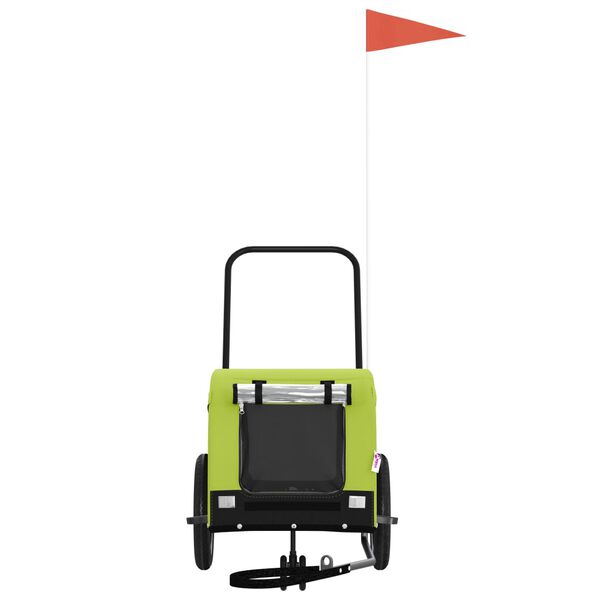 vidaXL Rimorchio da Bici per Animali Verde e Nero Oxford e Ferro