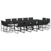 vidaXL Set da Pranzo da Giardino 15 pz con Cuscini Nero in Textilene