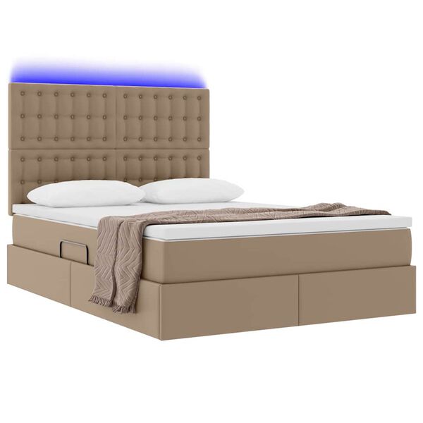 vidaXL Letto con contenitore e LED Cappuccino 140 x 200 cm