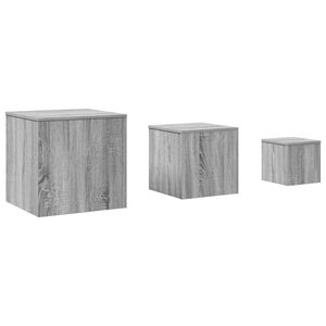 vidaXL Credenze 3 pz Grigio Sonoma in Legno Multistrato
