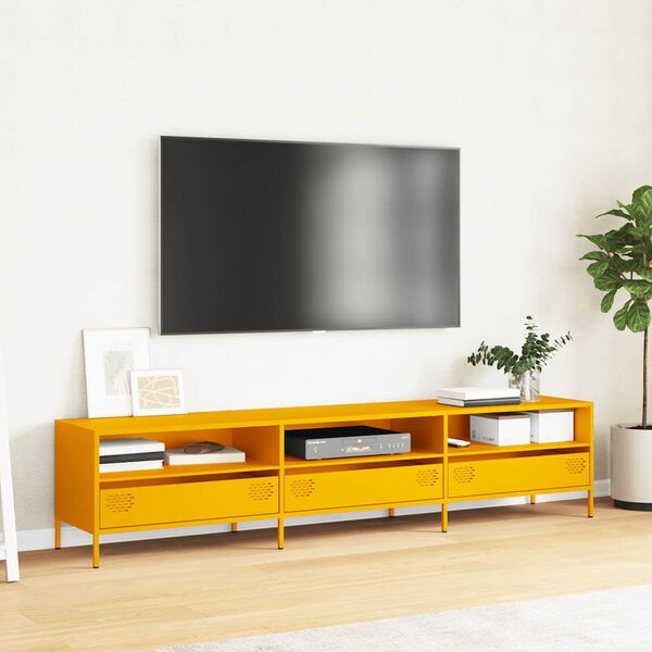 vidaXL Mobile TV Giallo Senape 202x39x43,5cm Acciaio Laminato a Freddo