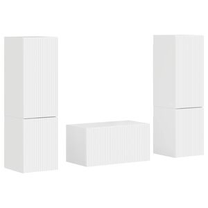 vidaXL Set mobile TV 5 pcs Bianco Lucido Legno multistrato