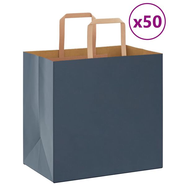 vidaXL Sacchetti di Carta 50 pz con Manici Blu 26x17x25 cm