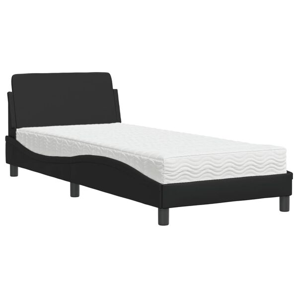 vidaXL Letto con Materasso Dover Nero 90x200 cm in Similpelle