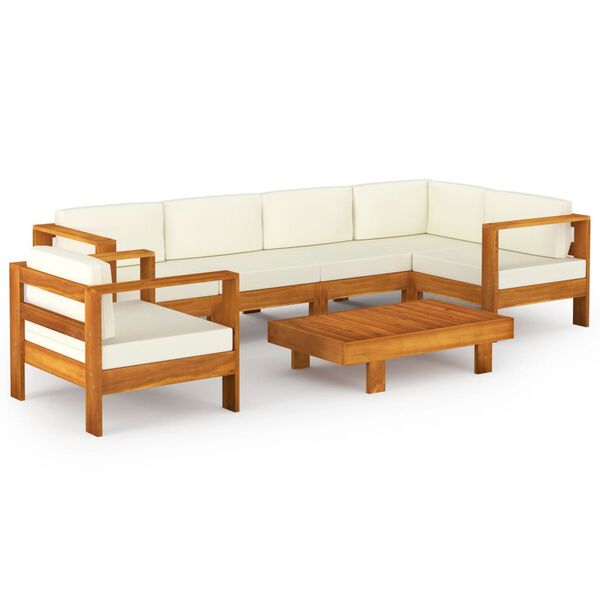 vidaXL Set da Giardino 7 pz con Cuscini 100x60 cm Legno di Acacia