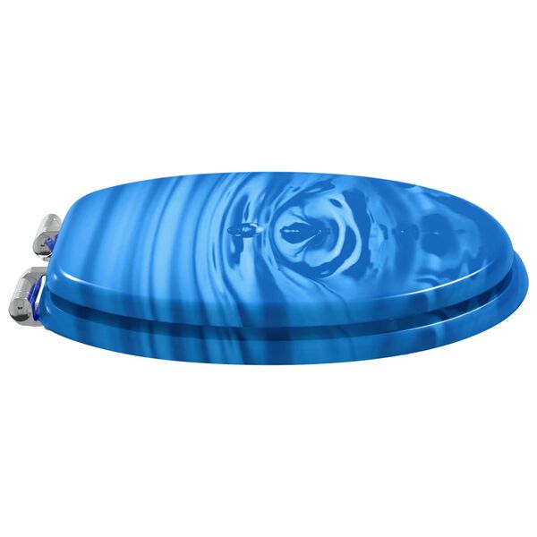 vidaXL Sedile del WC 2 pcs Goccia blu 44 x 38 cm Pannello MDF