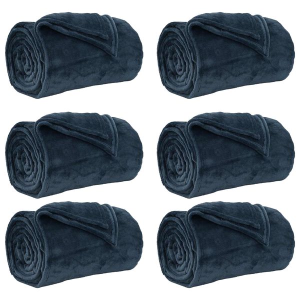 vidaXL Coperte da Pile 6 pcs Blu navy 130 x 150 cm Panno