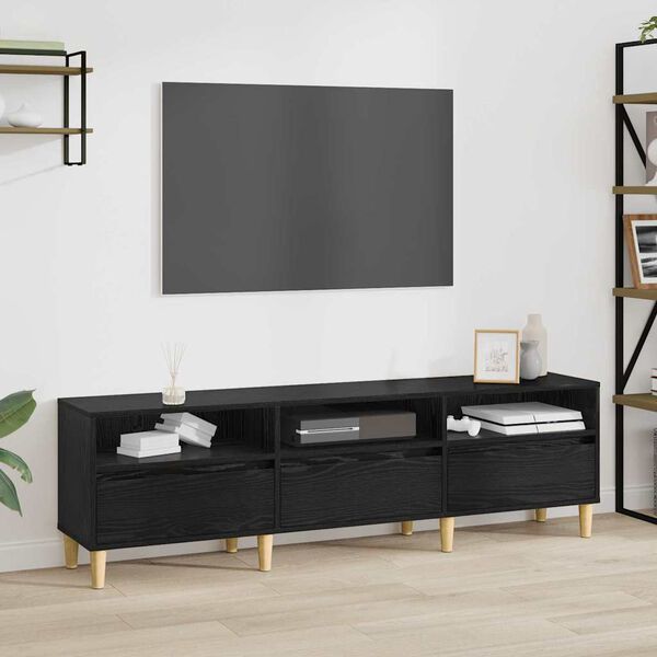 vidaXL Mobile TV Rovere Nero 150 x 30 x 45 cm Legno multistrato